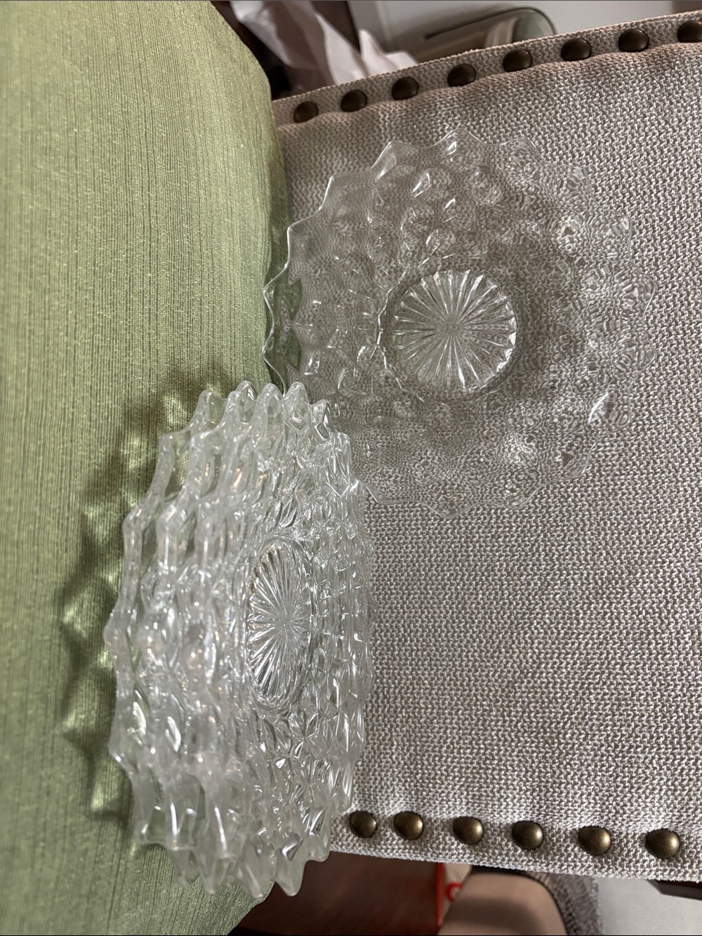 Clear Pressed Glass Starburst Plates - Set of 4
